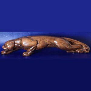 Vintage MCM Lane & Co Van Nuys Stalking Panther Brown Glaze Statue Figurine 20"